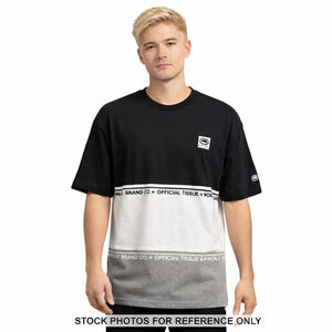Ecko Unltd Colorblock Rhino Logo T-Shirt M Black White Gray Streetwear Graphic T